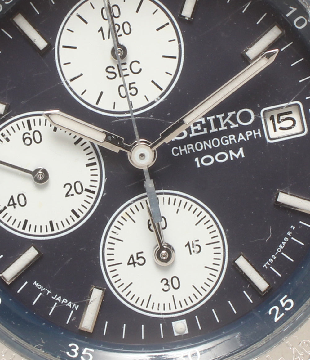 SEIKO 腕時計 クオーツ ブラック系 7T92-0DW0 メンズ セイコー