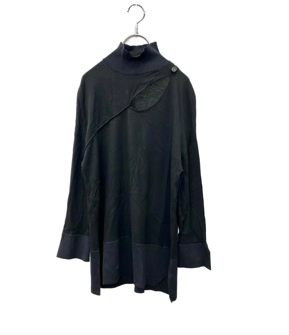 Christian Dior 長袖ニット モックネック スリットニット CDボタン ブラック 5H24543AM549 レディース SIZE 42 (M) クリスチャンディオール
