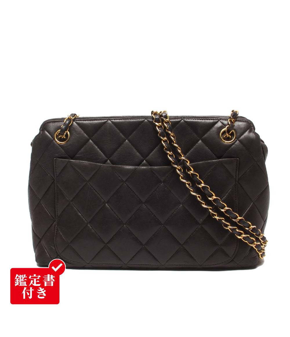 CHANEL チェーンショルダーバッグ 肩掛け ラムスキン ゴールド金具 マトラッセ レディース シャネル