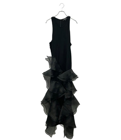 Rochas マキシドレス ロング スリム ノースリーブ フリル付き ROWW50215C RW レディース SIZE 44 (L) ロシャス