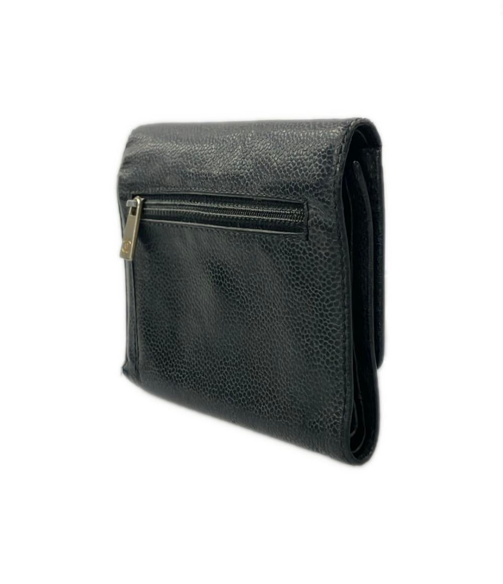 CHANEL 三つ折り財布 ゴールド金具  6番台 ココマーク キャビアスキン A13225 レディース シャネル