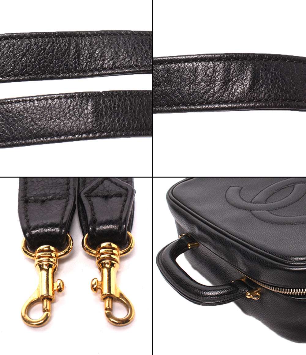 CHANEL 2way バニティバッグ ショルダーバッグ 斜め掛け ココマーク キャビアスキン ゴールド金具 5番台 レディース シャネル