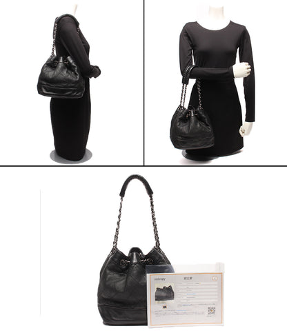 CHANEL チェーンショルダーバッグ 肩掛け シルバー金具 マトラッセ 巾着 10番台 レディース シャネル