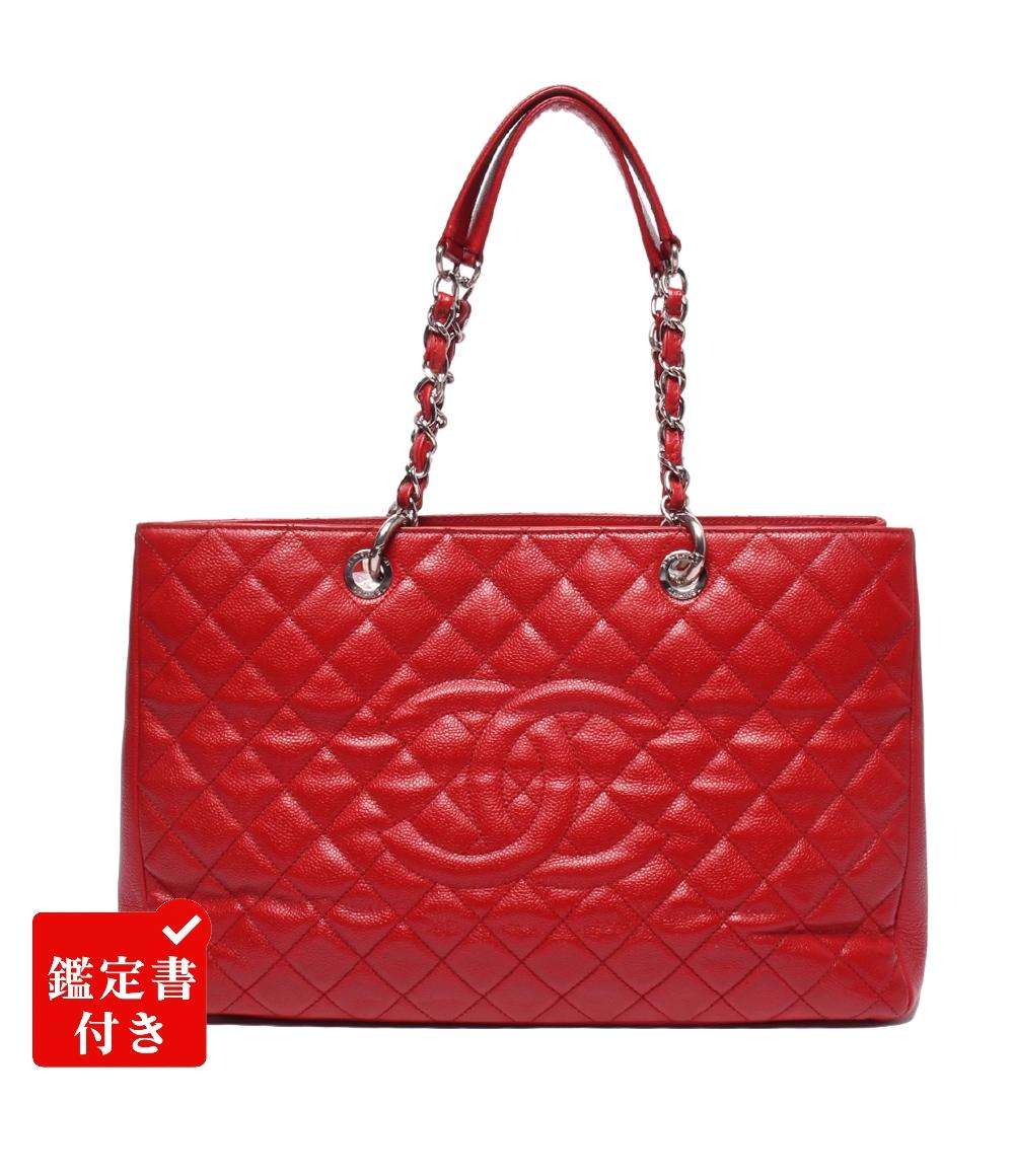 CHANEL チェーンショルダーバッグ トートバッグ 肩掛け キャビアスキン シルバー金具 マトラッセ レディース シャネル