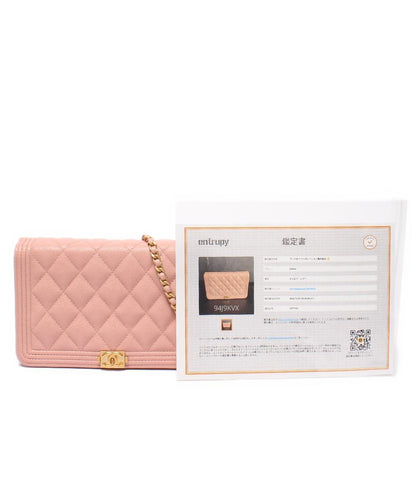 CHANEL チェーンウォレット キャビアスキン ゴールド金具 ボーイシャネル レディース シャネル