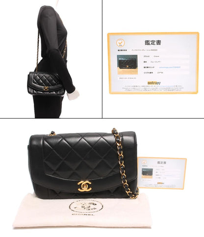 CHANEL チェーンショルダーバッグ ゴールド金具 ココマーク ラムスキン マトラッセ ダイアナフラップ ダイアナ 22 レディース シャネル